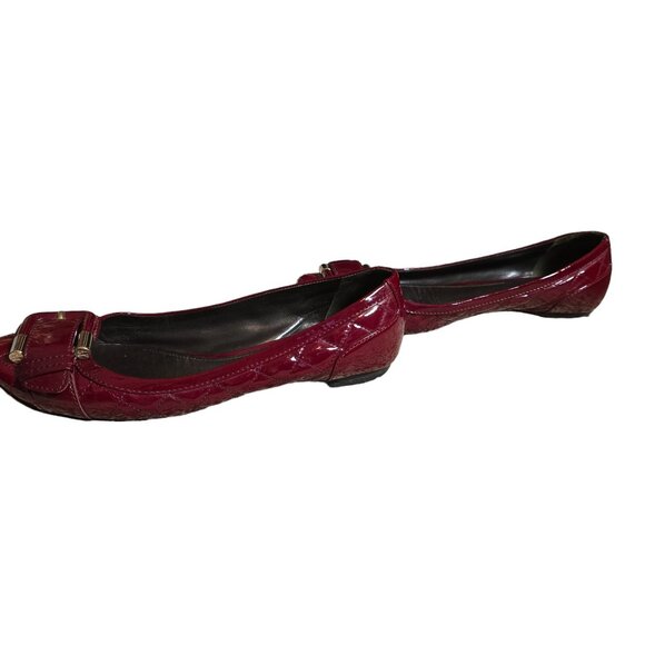 Burberry Red Leather Quilted Flat Size 38 or 7.5 US Good Used Condition - Picture 3 of 8